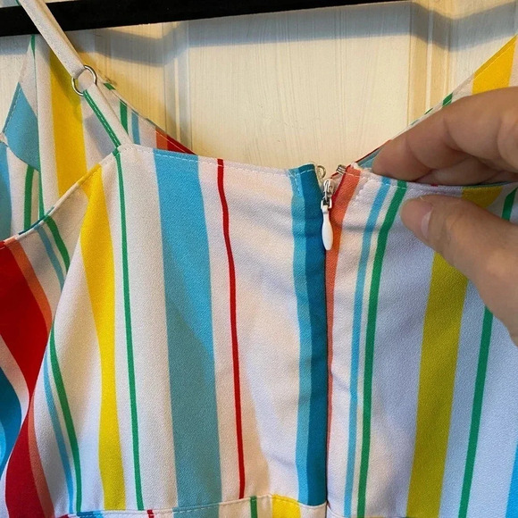 XOXO Romper Sexy Boho Maxi Dress Multicolor Strips Adjustable Strap Women Size M - Picture 3 of 8